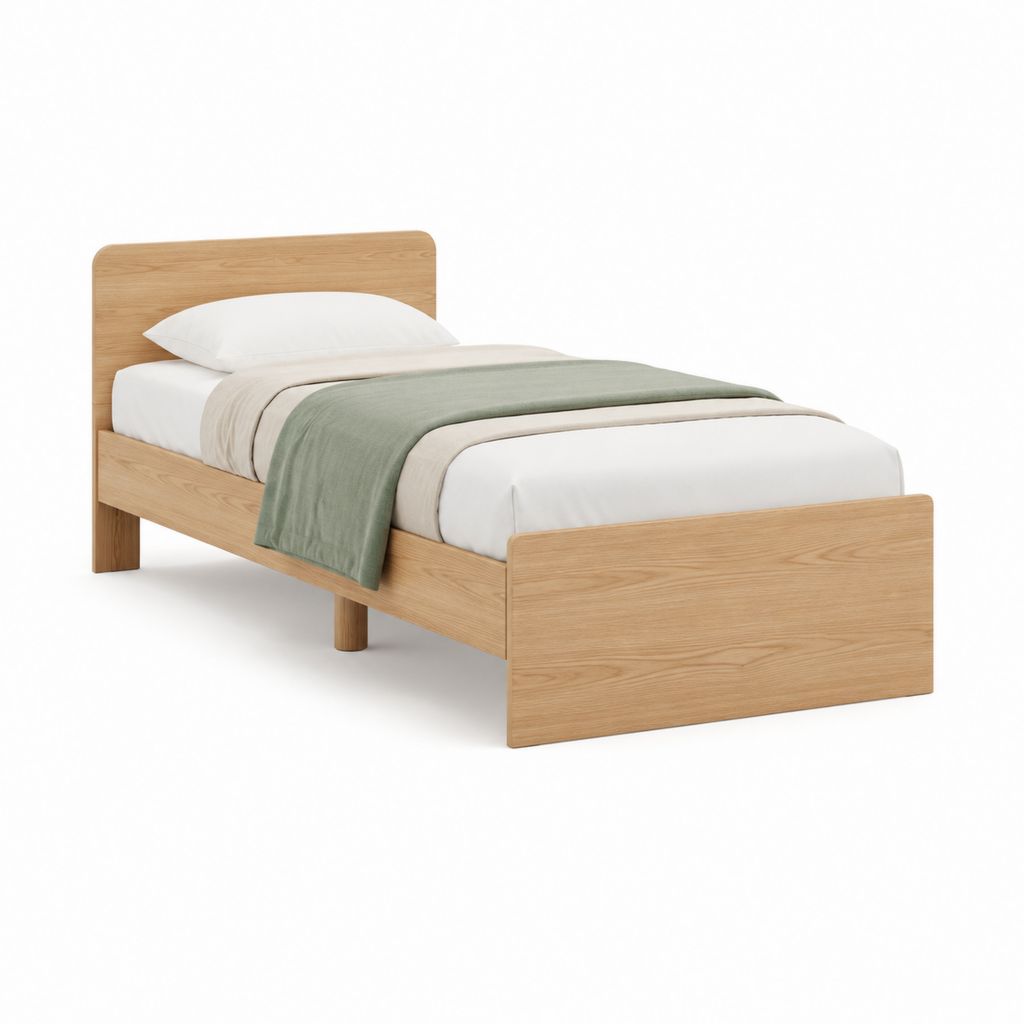 Einzelbett Bettgestell Natur Eichenholz rechteckig 90 x 200 cm