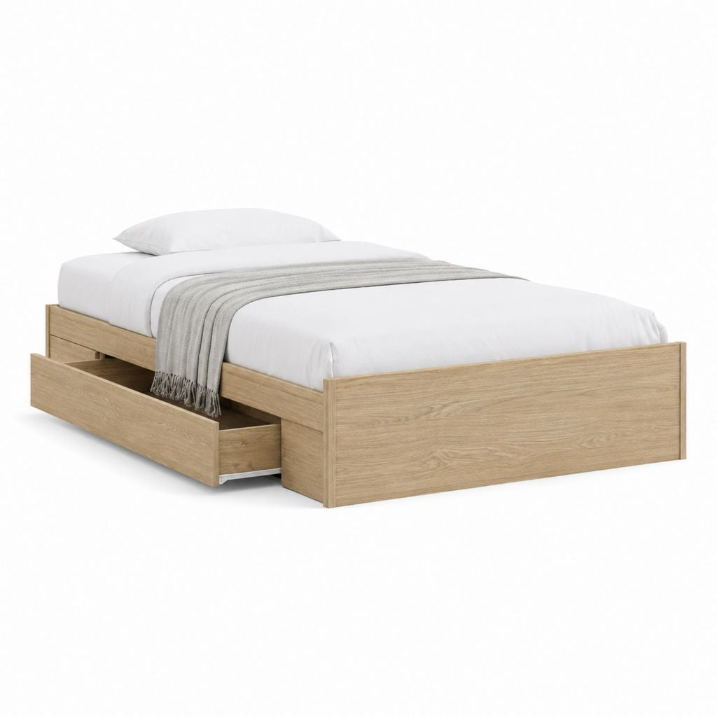 Bettgestell mit Schublade Eiche Sonoma Spanplatte rechteckig 90 x 200 cm