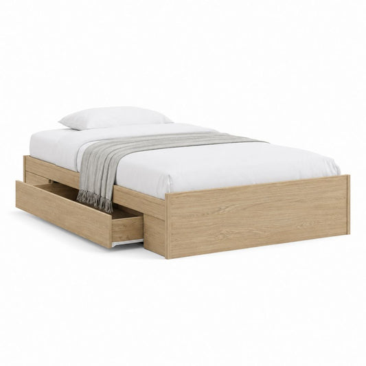 Bettgestell mit Schublade Eiche Sonoma Spanplatte rechteckig 90 x 200 cm