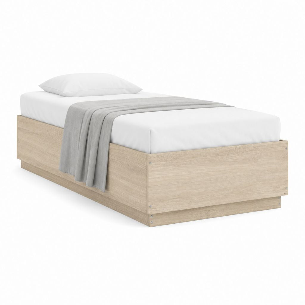 Einzelbett Bettgestell Eiche hell aus melaminharzbeschichteter Spanplatte 90 x 200 cm