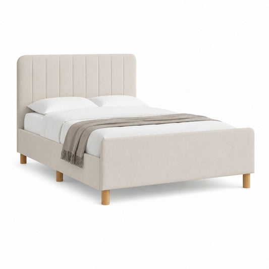 Polsterbett Doppelbett Creme Polyester rechteckig 160 x 200 cm