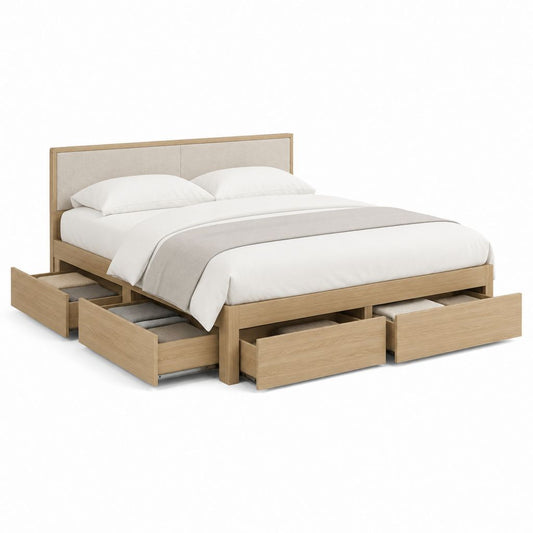 Doppelbett Bettgestell mit 4 Schubladen eichefarben MDF rechteckig 160 x 200 cm