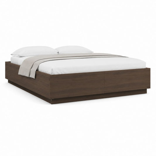 Doppelbett Bettgestell Dunkelbraun MDF rechteckig 180 x 200 cm