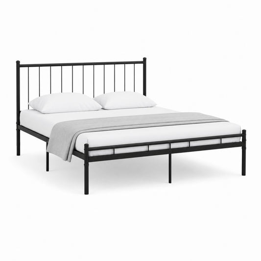 Stahl-Doppelbettgestell schwarz rechteckig 160 x 200 cm mit Kopfteil und Fußteil