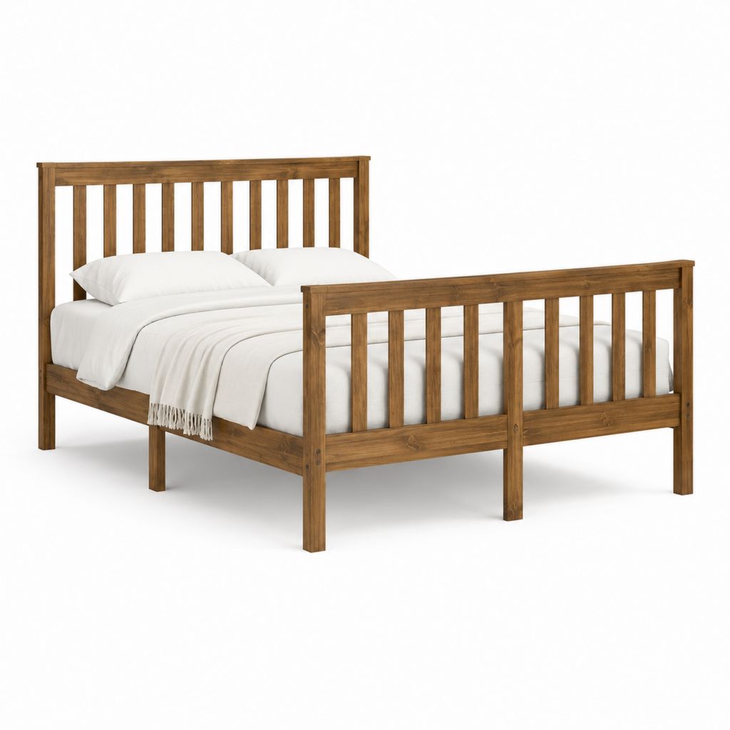 Doppelbett Bettgestell Braun Massives Kiefernholz Rechteckig 140 x 200 cm
