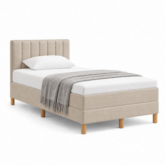 Polsterbett Einzelbett Beige Polyester Rechteckig 90 x 200 cm