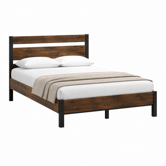 Doppelbett Bettgestell Braun Schwarz Holzwerkstoff Stahl 160 x 200 cm